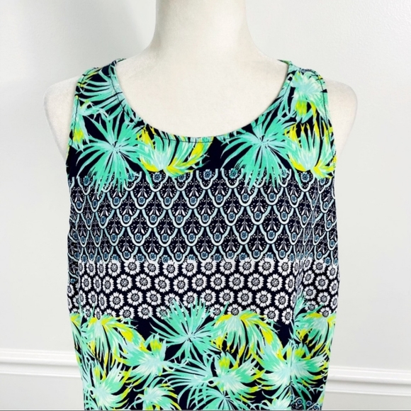 OLD NAVY Navy Blue & Green Tropical Palm Floral Sleeveless Tank Top - XXL - Picture 2 of 7